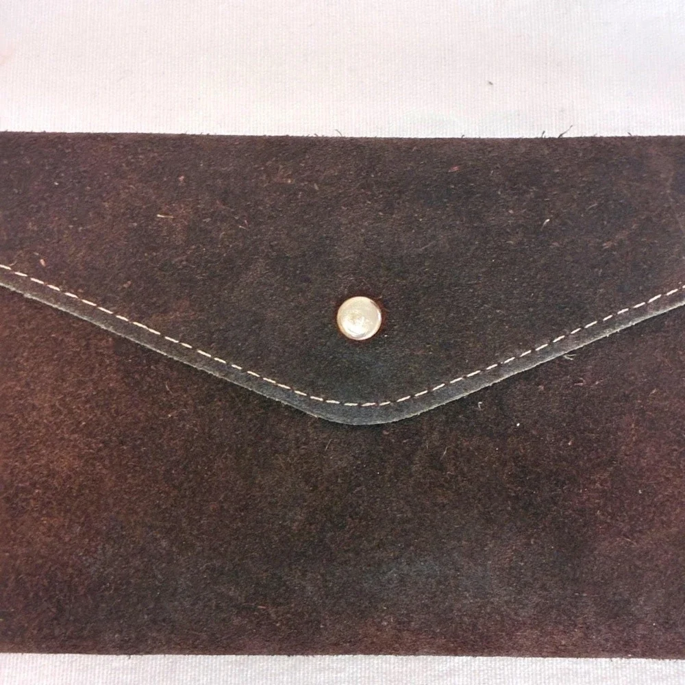 Vintage Brazilian Leather Envelope Wallet Brown Soft Snap Minimalist Unisex Y2K‎